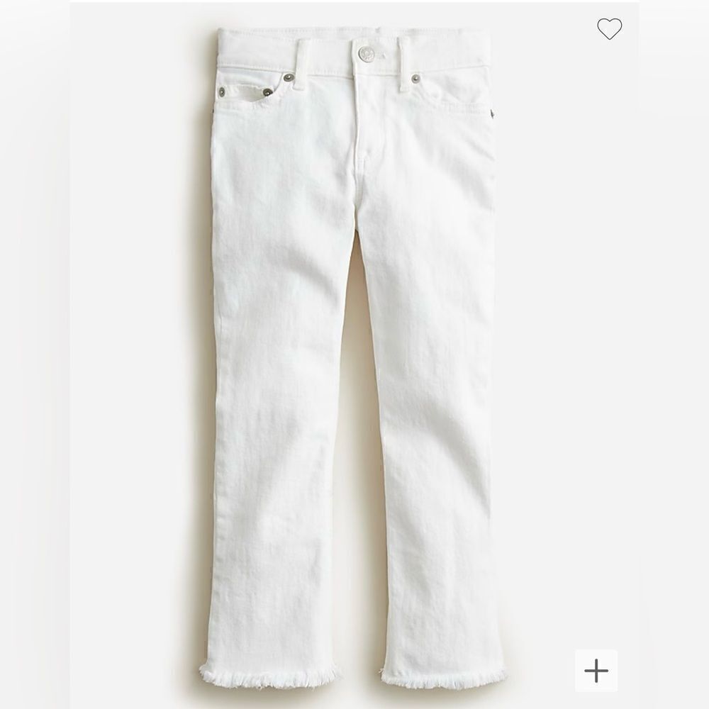 J.Crew Girls' raw-hem demi-boot jean in white